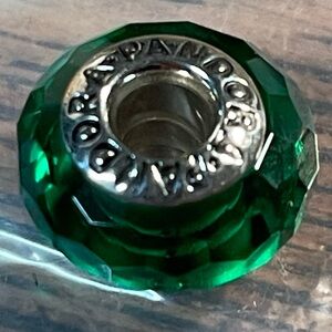 Pandora Faceted Dark Green Fascinating Murano Glass Charm Retired 925 silver